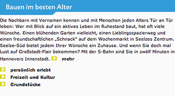 Screenshot-Detail der Website "Seelze Süd"
