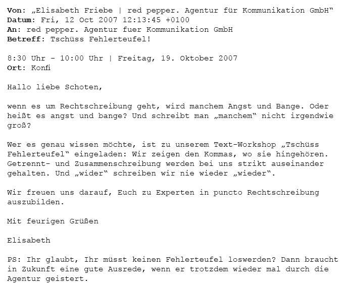 Mailing Fehlerteufel für "red pepper"
